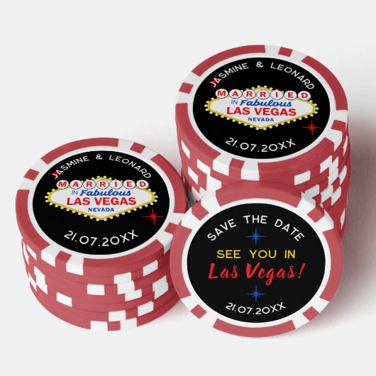 Bewaar de datum Las Vegas huwelijksgunst Poker Chips (Opstapeling)