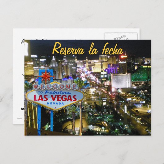 Bewaar de datum Las Vegas Spaans Aankondigingskaart (Voorkant / Achterkant)