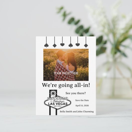 Bewaar de datum Las Vegas Wedding Briefkaart (Staand voorkant)