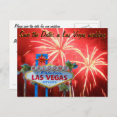 Bewaar de datum Las Vegas Wedding Fireworks Aankondigingskaart (Voorkant / Achterkant)