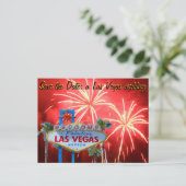 Bewaar de datum Las Vegas Wedding Fireworks Aankondigingskaart (Staand voorkant)