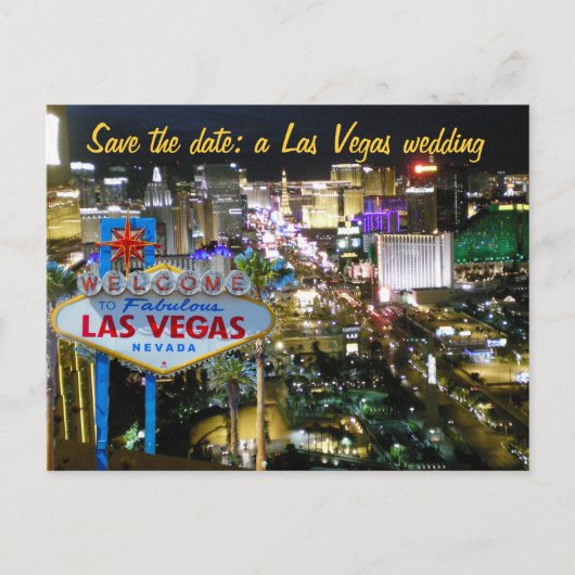Bewaar de datum Las Vegas Wedding Invite Aankondigingskaart (Voorkant)