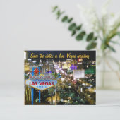 Bewaar de datum Las Vegas Wedding Invite Aankondigingskaart (Staand voorkant)