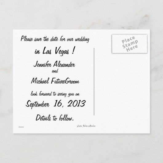 Bewaar de datum Las Vegas Wedding Plans Aankondigingskaart (Achterkant)