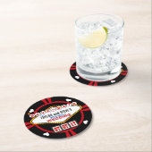 Bewaar de datum Las Vegas Wedding Poker Chip Ronde Kartonnen Onderzetter (Insitu)