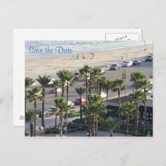 Bewaar de datum - Laten we naar Galveston Briefkaa Aankondigingskaart (Voorkant / Achterkant)