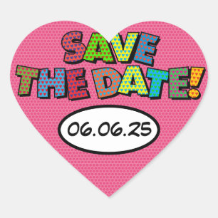 BEWAAR DE DATUM Leuk Retro Strip Pop Art Hart Sticker