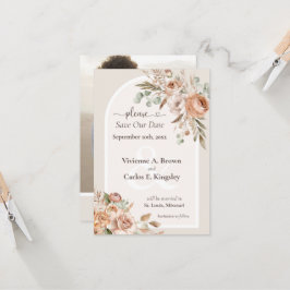 Bewaar de datum Licht Aarde Toon Boho Floral Foto