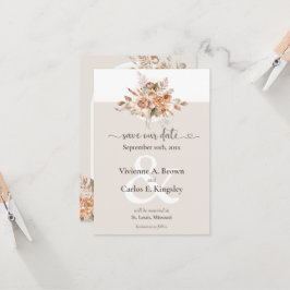 Bewaar de datum Licht Aarde Toon Boho Floral Foto