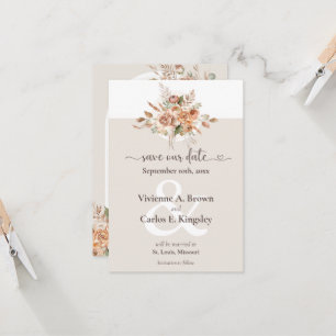 Bewaar de datum Licht Aarde Toon Boho Floral Foto