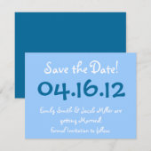 Bewaar de datum lichtblauw save the date (Voorkant / Achterkant)