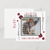 Bewaar de datum, liefde en rode bloemen kaart (Voorkant / Achterkant)