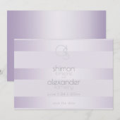 Bewaar de datum | Lilac Shimmer Strepen Monogram Save The Date (Voorkant / Achterkant)
