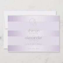 Bewaar de datum | Lilac Shimmer Strepen Monogram