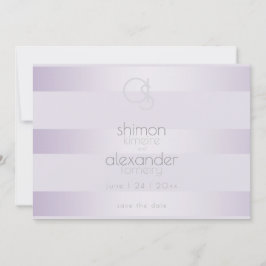 Bewaar de datum | Lilac Shimmer Strepen Monogram Save The Date