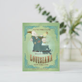 Bewaar de datum - Louisiana kaart met mooie vogels (Staand voorkant)