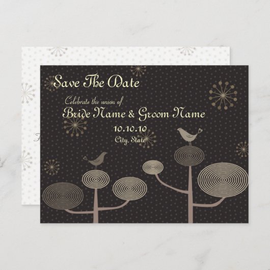 Bewaar de datum Love Bird Invitation Briefkaart (Voorkant / Achterkant)
