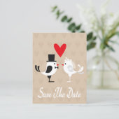 Bewaar de datum Lovebirds & Hearts Tan Briefkaart (Staand voorkant)