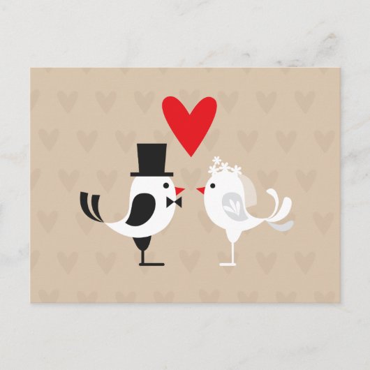 Bewaar de datum Lovebirds & Hearts Tan Briefkaart (Voorkant)