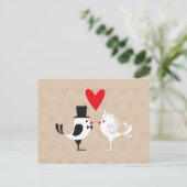 Bewaar de datum Lovebirds & Hearts Tan Briefkaart (Staand voorkant)