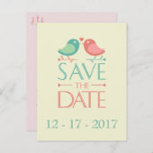 Bewaar de datum Lovebirds Wedding Briefkaart (Voorkant / Achterkant)
