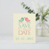 Bewaar de datum Lovebirds Wedding Briefkaart (Staand voorkant)
