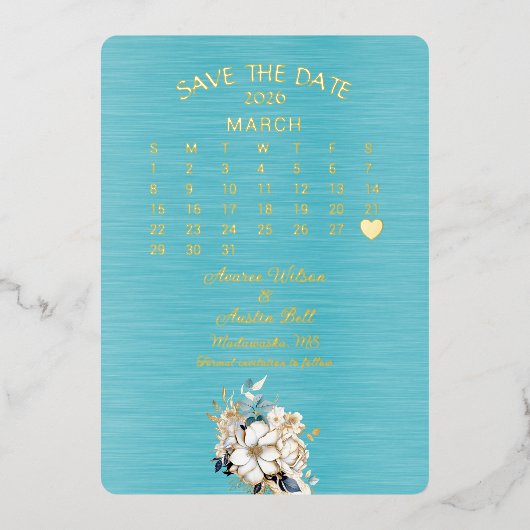 Bewaar de datum maart 2026 Trouwdag Folie Uitnodiging (Voorkant)