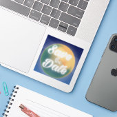 Bewaar de datum Magische Maan Sticker (Laptop met iPhone)