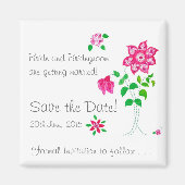  Bewaar de datum Magnet Pink Flowers (Voorkant)