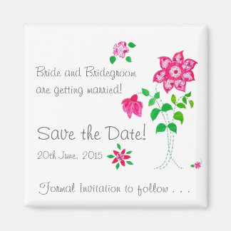  Bewaar de datum Magnet Pink Flowers