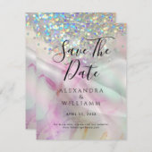 Bewaar de datum Marmeren AlcoholInk Holografische (Voorkant / Achterkant)