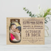 Bewaar de datum Mason Jar Burlap Rustieke Trouwdag Save The Date (Staand voorkant)