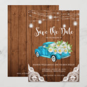 Bewaar de datum Mason potlantaarntjes houten kant Save The Date (Voorkant / Achterkant)
