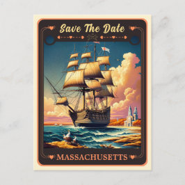 Bewaar de datum | Massachusetts uitnodigingsansich Briefkaart