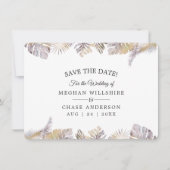 Bewaar de datum Mauve Gold Waterverf Tropical Leav (Voorkant)