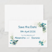 Bewaar de datum met bloemen- en vlindermotief save the date (Voorkant / Achterkant)