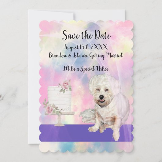 Bewaar de datum met knuffel witte hond kaart (Voorkant)