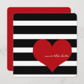 Bewaar de datum met rood hart en strepen save the date (Voorkant / Achterkant)