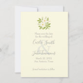 Bewaar de datum met witte bloemen foto achterkant save the date (Voorkant)