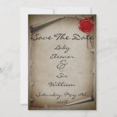 Bewaar de datum Middeleeuwse grijze rol waszegel Save The Date (Voorkant)