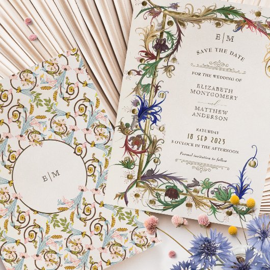 Bewaar de datum middeleeuwse koninklijke elegantie kaart