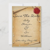 Bewaar de datum middeleeuwse verouderde rol waszeg save the date (Voorkant)