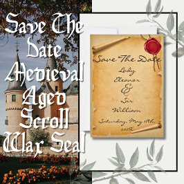 Bewaar de datum middeleeuwse verouderde rol waszeg save the date