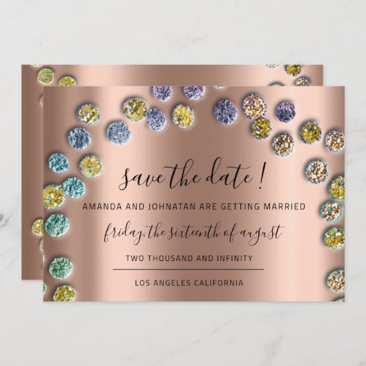 Bewaar de datum minimalisme goud groene roos save the date (Voorkant / Achterkant)