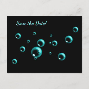 Bewaar de datum Minimalist Aqua Blauwe Bellen Briefkaart