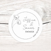 Bewaar de datum Minimalistische Poppy Warm Wedding Ronde Sticker