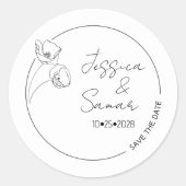 Bewaar de datum Minimalistische Poppy Warm Wedding Ronde Sticker (Voorkant)