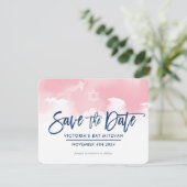 BEWAAR DE DATUM MITZVAH moderne bleke roze aquarel Save The Date (Staand voorkant)