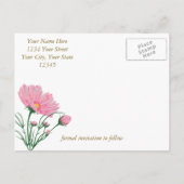 Bewaar de datum Modern Black Stripes Roze Mums Aankondigingskaart (Achterkant)