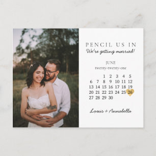 Bewaar de datum Modern Calendar Gold Heart Juni 20 Briefkaart